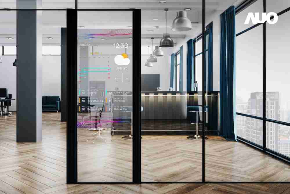 60吋Micro LED透明窗屏显示器，，，可依需求调整并延伸应用于不同场域，，，，包括汽车侧窗或家庭玄关、、、智慧橱窗、、、、商业展示等面向，，，，提供丰富的信息娱乐内容